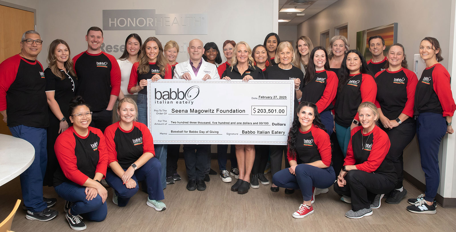 Babbo Italian Eatery Day of Giving Check Presentation 2025
